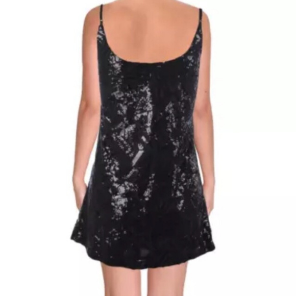Aqua Black Sequin Spaghetti Strap Party Dress - Picture 2 of 5